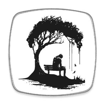 Minimal Design, Tree, Silhouette, Lonely, Nature - Square fridge magnet - white - Front