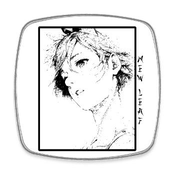 Fille Anime - Magnet carré - blanc - Devant