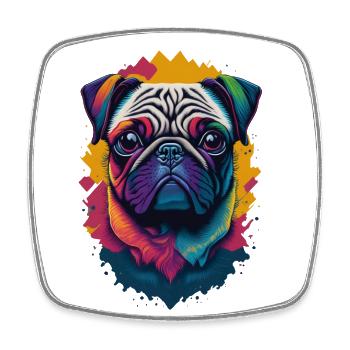 Mops Hund Farbexplosion Hunde Illustration - Viereckiger Kühlschrankmagnet - Weiß - Vorne