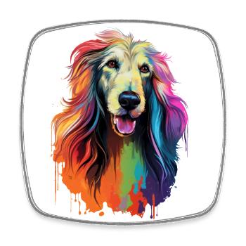 bunter Afghane Afghanischer Windhund Hund - Viereckiger Kühlschrankmagnet - Weiß - Vorne