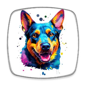 colorful Australian Cattle Dog - colorful dogs - Square fridge magnet - white - Front