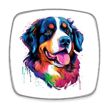 colorful Bernese Mountain Dog - colorful dogs - Square fridge magnet - white - Front