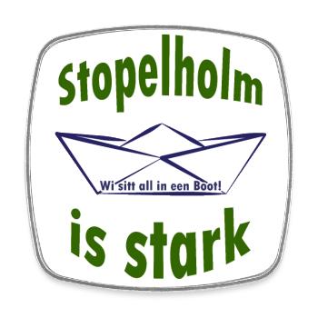 Stopelholm is stark - Wi sitt all in een Boot! - Viereckiger Kühlschrankmagnet - Weiß - Vorne