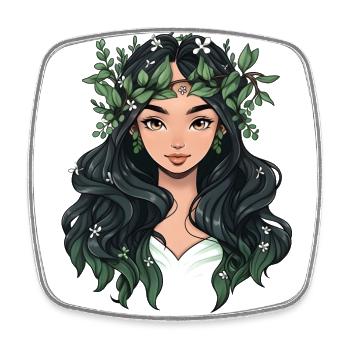 Portrait einer jungen Frau im Cartoon Stil - Viereckiger Kühlschrankmagnet - Weiß - Vorne