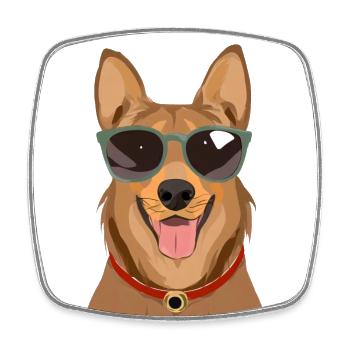Hund mit Sonnenbrille - Viereckiger Kühlschrankmagnet - Weiß - Vorne