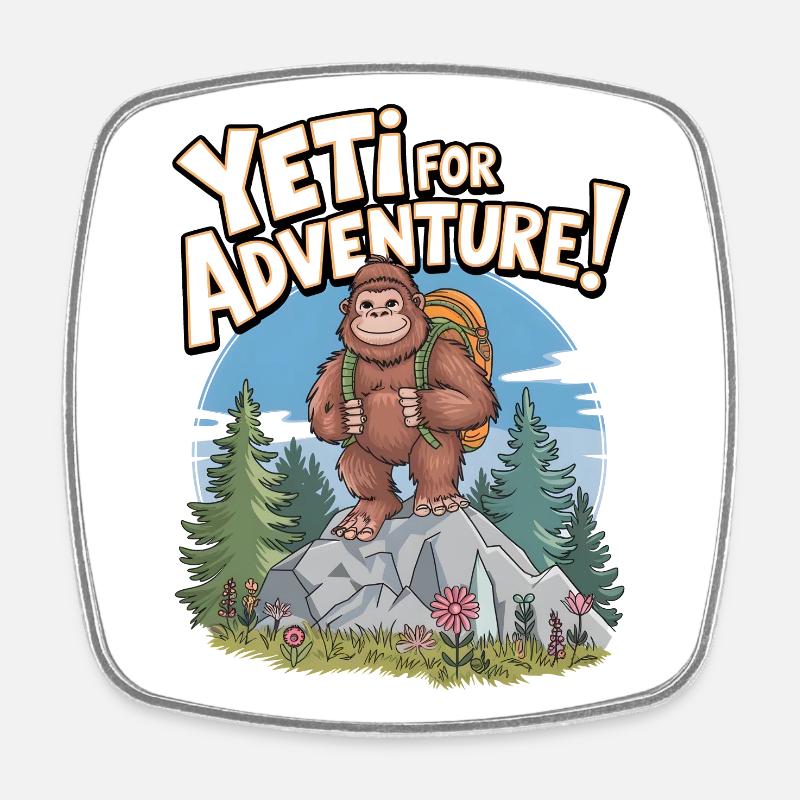 Yéti pour l’aventure - Magnet carré - blanc