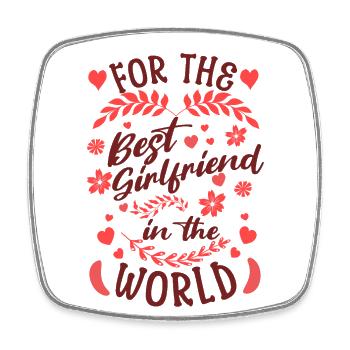 For best friend (partner) of the world love - Square fridge magnet - white - Front