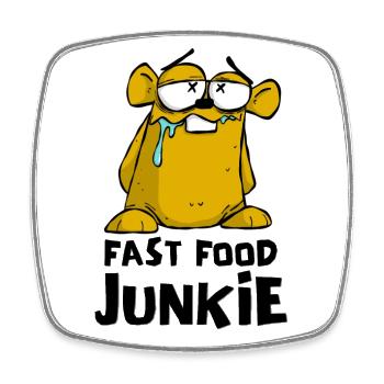 LUSTIGER FAST FOOD JUNKIE HAMSTER COMIC CARTOON - Viereckiger Kühlschrankmagnet - Weiß - Vorne