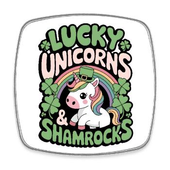 Lucky Unicorns & Shamrocks - Square fridge magnet - white - Front