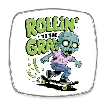 Rollin zum Grab - Viereckiger Kühlschrankmagnet - Weiß - Vorne