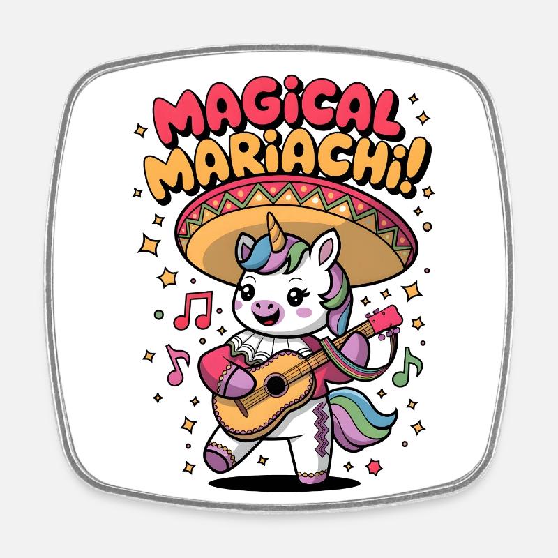Magische Mariachi - Viereckiger Kühlschrankmagnet - Weiß