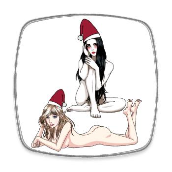 Sexy Christmas Nude Elf Vampire Girl Fantasy - Square fridge magnet - white - Front