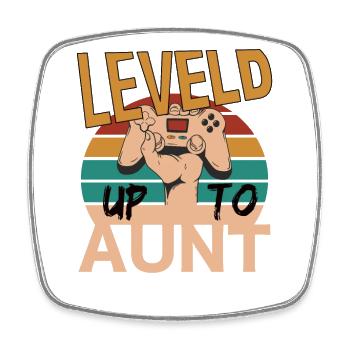 Leveld up to Aunt Gaming Zocken - Viereckiger Kühlschrankmagnet - Weiß - Vorne