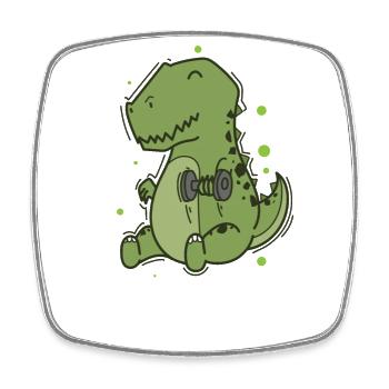 T-Rex Dino mit Hanteln macht Fitness - Viereckiger Kühlschrankmagnet - Weiß - Vorne