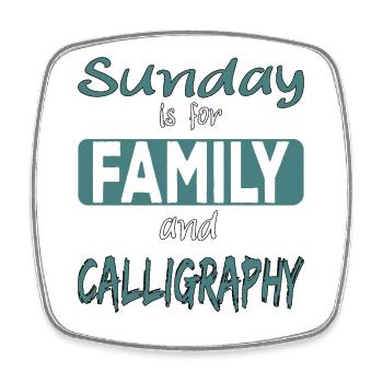 Sunday is for family and Calligraphy Spruch - Viereckiger Kühlschrankmagnet - Weiß - Vorne
