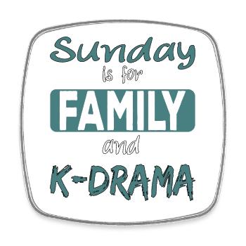 Le dimanche est pour la famille et K-Drama Spruch - Magnet carré - blanc - Devant