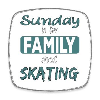 Sunday is for family and Skating Spruch - Viereckiger Kühlschrankmagnet - Weiß - Vorne