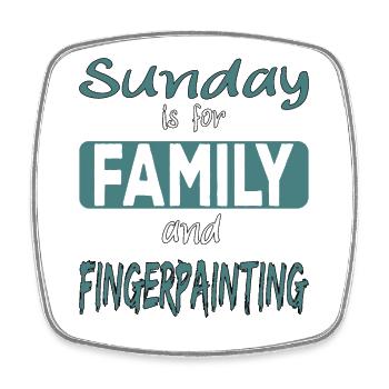 Sunday is for family and Fingerpainting Spruch - Viereckiger Kühlschrankmagnet - Weiß - Vorne