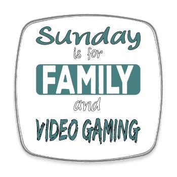 Sunday is for family and Video Gaming saying - Square fridge magnet - white - Front