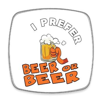 I Prefer Beer or Beer Halloween Trick or Tread - Square fridge magnet - white - Front