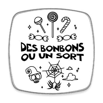 Des Bonbons ou un Sort - Déguisement Halloween - Magnet carré - blanc - Devant