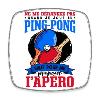 Joueurs de ping-pong | Pongiste Humour - Magnet carré - blanc - Devant