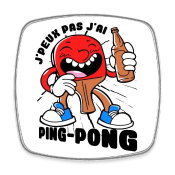Pongiste Humour Entraînement Sport - Magnet carré - blanc - Devant