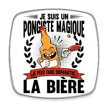 Bière | Ping Pong | Pongiste | Tennis De Table - Magnet carré - blanc - Devant