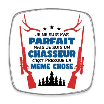 Je Suis Un Chasseur - Magnet carré - blanc - Devant