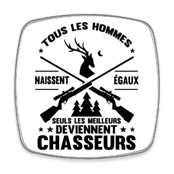 Chasseur Homme Humour Chasse - Magnet carré - blanc - Devant