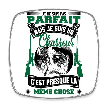 Chasseur Humour - Magnet carré - blanc - Devant