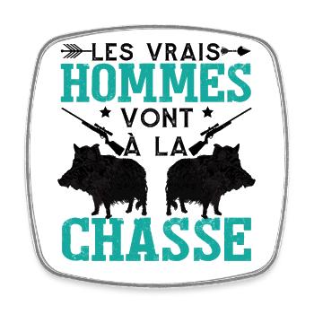 Hommes Chasse Chasseur Papy - Magnet carré - blanc - Devant