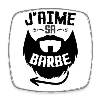 J'aime Sa Barbe - Magnet carré - blanc - Devant