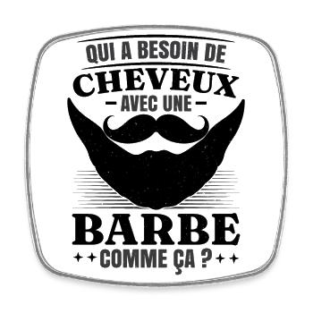 Barbe Humour - Magnet carré - blanc - Devant