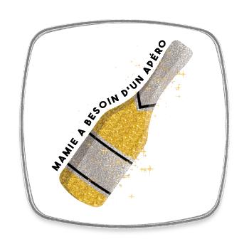 Mamie Apéro Humour - Magnet carré - blanc - Devant