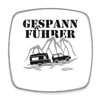 Wohnwagen Gespann Fahrer Führer - Viereckiger Kühlschrankmagnet - Weiß - Vorne