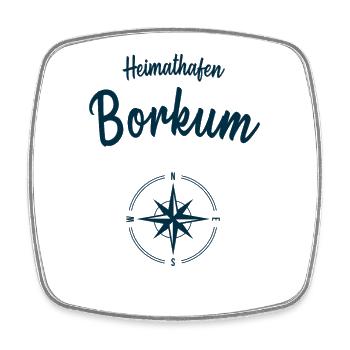 Heimathafen Borkum Insel Meer Nordsee Segeln - Viereckiger Kühlschrankmagnet - Weiß - Vorne