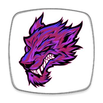 Tête de loup Tatouage Tête de Loup Graffiti Rose - Magnet carré - blanc - Devant