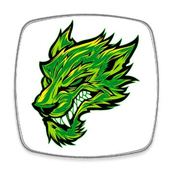 Tête de loup Tatouage Tête de loup Graffiti Vert - Magnet carré - blanc - Devant