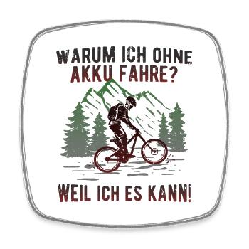 Fahrrad MTB fahren ohne Akku - Real Downhill - Viereckiger Kühlschrankmagnet - Weiß - Vorne