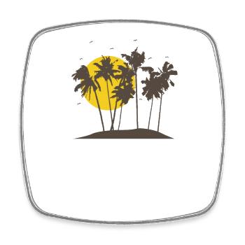Palmiers sur la plage pendant des vacances sur une île - Magnet carré - blanc - Devant