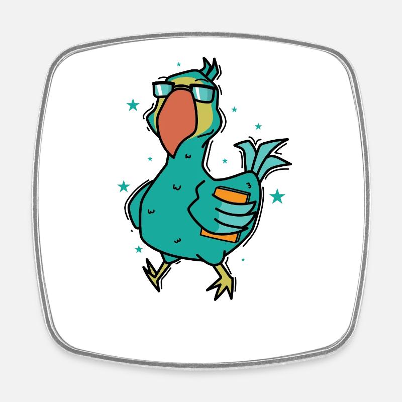 Dodo avec un oiseau de livre de l’île Maurice - Magnet carré - blanc