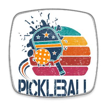 Pickleball - 2 - Magnet carré - blanc - Devant