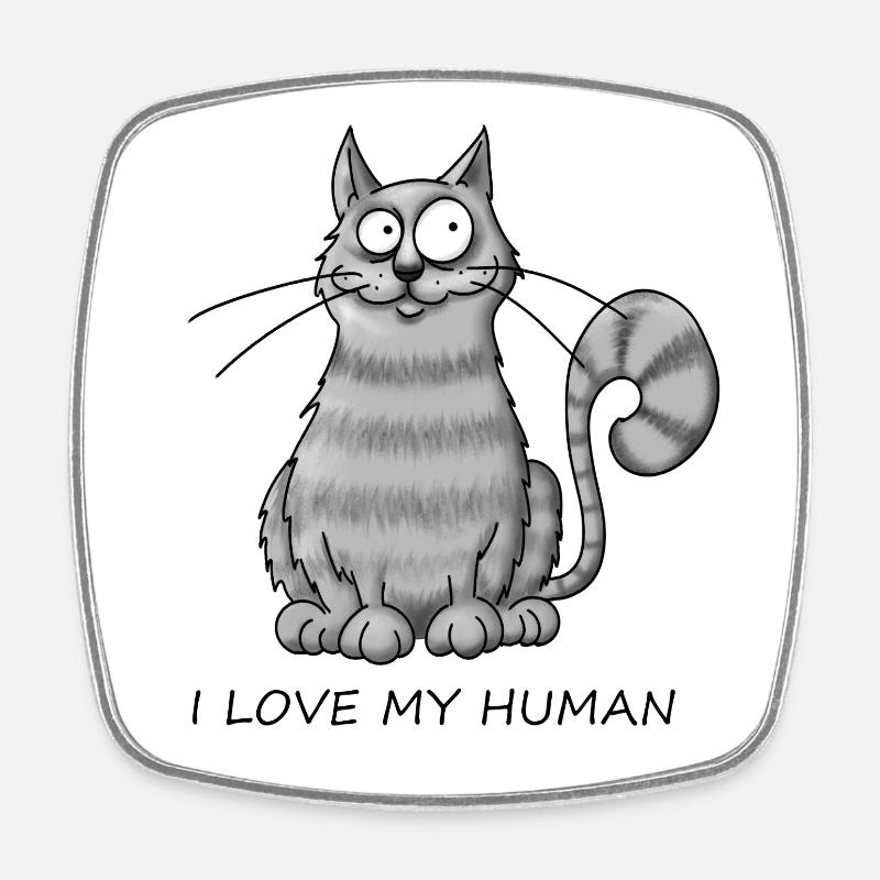 Cat's Love - Square fridge magnet - white