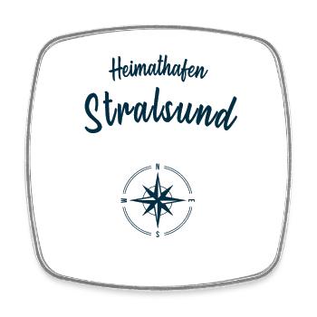 Heimathafen Stralsund Ostsee Küste Segeln Meer - Viereckiger Kühlschrankmagnet - Weiß - Vorne