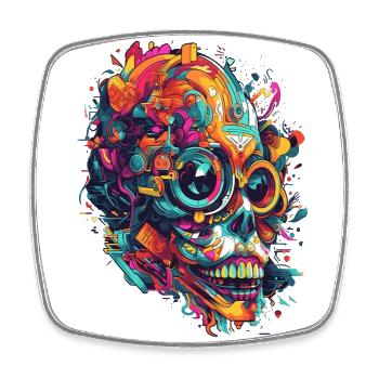 Skull Beatiful Colorful Party Magic Design - Viereckiger Kühlschrankmagnet - Weiß - Vorne
