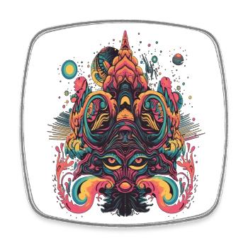 Psychédélique Trip Design Souris Merveilleux Abstrait - Magnet carré - blanc - Devant
