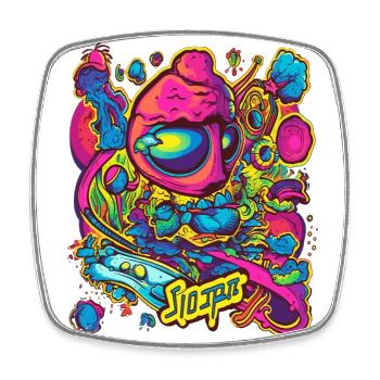 Cooler voller Farben Design Trip Space Bunt - Viereckiger Kühlschrankmagnet - Weiß - Vorne