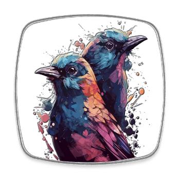 Haute Gloss Design Oiseaux Oiseaux Oiseau Couple Coloré - Magnet carré - blanc - Devant