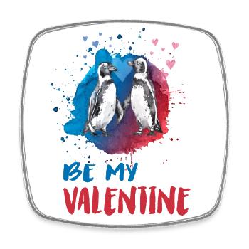Be my Valentine Pinguine - Viereckiger Kühlschrankmagnet - Weiß - Vorne